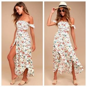 Easy on the Eyes Cream Floral Print Dress